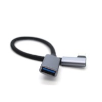 Kabel Audio & Video USB 3.0 AF ke Type-C 90 Derajat Sudut Kanan Berlapis PVC dalam Kotak Karton