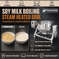 Cuiseur Agroalimentaire à Double Paroi 600L SUS304 Robinet de Vidange Couvercle en Option pour Lait de Soja Tofu Ébullition
