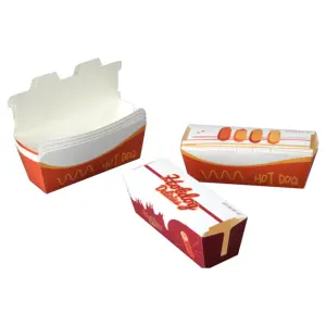 Vendita calda personalizzato commestibile carta bianca stampa personalizzata Logo Street food formaggio Hot Dog imballaggio scatola di carta
