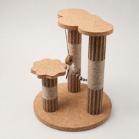 Petit arbre à chat en liège à trois poteaux avec plateforme de saut, poteaux à gratter ondulés pour chats d'intérieur, YAOYUE
