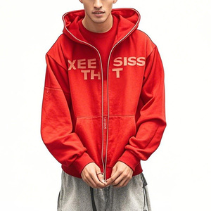 Sweat à capuche de <span class=keywords><strong>moto</strong></span> de <span class=keywords><strong>basket</strong></span>-ball avec fermeture éclair et poids lourd personnalisé pour hommes Streetwear 420 450 g/m² à capuche imprimé bouffant Vente en gros - Product Image 4