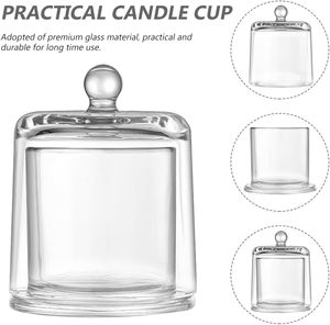 Frasco de Vidrio Transparente Simple de 220 ml para Velas Pequeñas con Tapa de Vidrio - Product Image 6