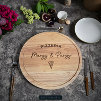 Pizza gravée personnalisée, grande planche de service à pizza ronde, porte-pizza en bois, assiette à pizza