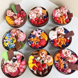 Tự nhiên làm bằng tay dễ thương Kem ngũ cốc Donut thực phẩm Trái Cây dừa Vỏ bát nến thơm tráng miệng nến - Product Image 4