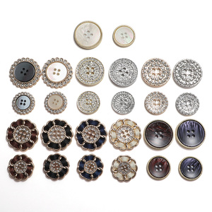 Wholesale Women's Fancy Metal <strong>Button</strong> <strong>Gold</strong> 4 Holes Embellishments Zinc Alloy for Clothes Rhinestones Overcoat Jacket Fashion - Product Image 1