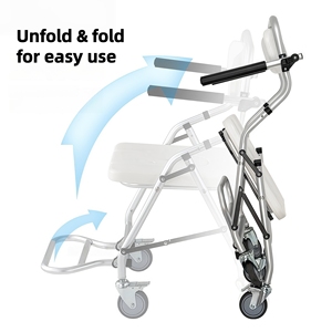 Chaise de douche pliante 2-en-1 Lansing Medical en aluminium pour personnes <span class=keywords><strong>âgée</strong></span>s, handicapées, handicapés à mobilité réduite, jusqu'à 150 kg, moderne et légère - Product Image 3