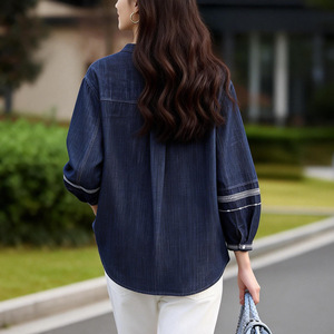 Camisa Azul Denim para Mujer, Manga 3/4, Diseño Nuevo Primavera 2026, Chaqueta Ligera para Mujer - Product Image 2