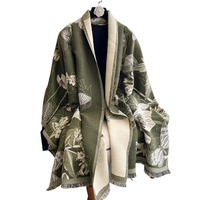 2025 automne nouveau Style femmes épaissi chaud écharpe plante Floral Jacquard minimaliste polyvalent cou plus chaud châle Polyester hiver