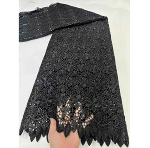 Đẹp Châu Phi Vải Ren Thời Trang 5 Yards Nigeria Nước Hòa Tan Dây Guipure Ren Với <span class=keywords><strong>Sequins</strong></span> Cho Phụ Nữ Ăn Mặc - Product Image 4