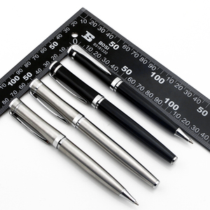 Stylo bille en métal argenté torsadé en acier inoxydable - Product Image 6