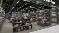 Étagère de présentation de jouets en métal sur mesure, armoire de rangement inférieure, gondole éclairée par LED, conception de l'aménagement complet du magasin