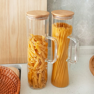 Thiết Kế Mới Nhà Bếp Lưu Trữ Cao Spaghetti Lọ Thủy Tinh Mì Ống Mì Lưu Trữ Container Với Xử Lý - Product Image 1