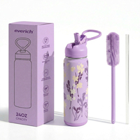 Bouteille d'eau en acier inoxydable à double paroi isolée de 24 oz, anti-fuite, nouvelle conception Everich, personnalisation disponible, pour le bureau