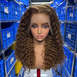 <b>Deep</b> <b>Wave</b> 13x4 Lace Front Human Hair Kinky Hairline <b>Wigs</b> 32 Inch Glueless Full Hd Lace Curly Frontal <b>Wig</b> Raw Indian Hair <b>Wigs</b> - Product Image 1