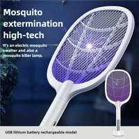 Lampe Répulsive Anti-Moustique Rechargeable UV Haute Tension JZ 3000V, Attrape-Mouche et Raquette Électrique pour Maison