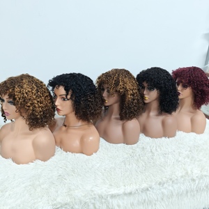 Letsfly Promotion 53$ Perruques en cheveux humains bouclés Afro Pixie 14 pouces 250 grammes Naturelles sans dentelle Bob avec franges Vente en gros disponible 280% - Product Image 2
