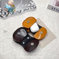 Porte-monnaie mini mignon avec porte-clés perle, petite boîte à écouteurs, pochette portefeuille portable en cuir PU à accrocher au poignet