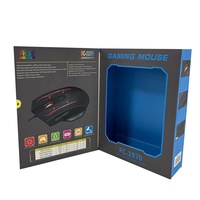 Custom Design Men's Competition Gaming Mouse Gift Box Template Blue Color Box with Plastic Hanger