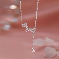 Material de aleación moda corazón forma clavícula cadena ajustable minimalista versátil venta al por mayor reducido colgante collares para mujeres
