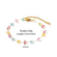 Collier bohème en perles de pierres colorées, chaîne en acier inoxydable plaqué or 18 carats, bracelets, ensemble de bijoux de plage pour femmes