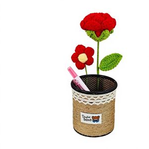 Regalos para el Día del Maestro y la Temporada de Graduación: Serie de Portaplumas Hechos a Mano y Ecológicos con Forma de Hoja de Algodón Tejido a Crochet para Escritorio de Oficina - Product Image 2