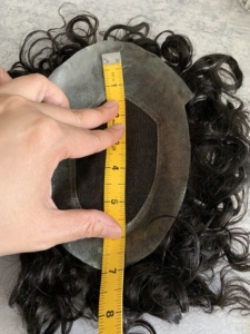 Perruque ondulée permanente H450 pour hommes, cheveux bouclés de 28 mm, base australienne, couleur 1B #   Système capillaire taille 5x7, 100% cheveux humains - Product Image 4