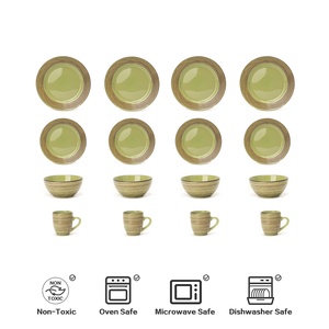 Promoción de Septiembre: Plato Redondo Verde para Cena, Platos de Cerámica Resistentes al Calor de Alta Gama, Vajilla Clásica Vintage de Gres - Product Image 3