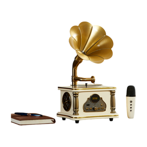 Retro Multi Function Portable Gramophone Speaker With FM Radio For Home Car Use <b>USB</b> TF Card Slot Plastic Material - Product Image 5
