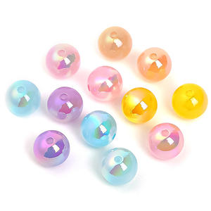 Manufacturer Wholesale 16mm <b>Acrylic</b> <b>Beads</b> Color Electroplating Crack <b>Beads</b> Through Hole Color Mixing Accessories - Product Image 4