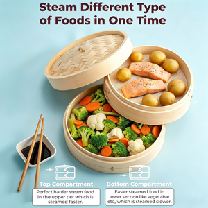 Ensemble de paniers à <span class=keywords><strong>vapeur</strong></span> en bambou, 10 pouces, pour des repas délicieux et authentiques - Product Image 1