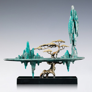 Escultura de Paisaje en Cobre y Oro, Hecha a Mano, Decoración Artística para Sala de Estar - Product Image 3