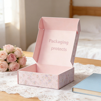 Boîte cadeau en papier ondulé rose pliable, écologique, en matériaux recyclés, avec logo personnalisé, pour cosmétiques, emballage de luxe pour l'expédition