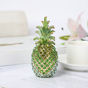 SHINNYGIFTS, figurita de <span class=keywords><strong>piña</strong></span> pintada a mano, caja de baratija de joyería esmaltada de cristal completo, adornos decorativos para decoración del hogar - Product Image 1