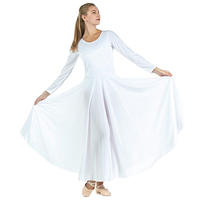 Robe de danse de louange pour femmes, 100% polyester, coupe ample, longue, à manches longues