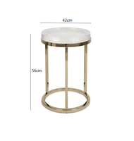 Table basse moderne en acier inoxydable et acrylique avec verre trempé ultra-transparent et accents dorés – Meuble de salon durable pour usage domestique