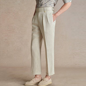 <span class=keywords><strong>Pantaloni</strong></span> Formali da Uomo, Classici Casual a Gamba Dritta, <span class=keywords><strong>Pantaloni</strong></span> in <span class=keywords><strong>Misto</strong></span> <span class=keywords><strong>Lino</strong></span>, Servizi di Produzione OEM - Product Image 2