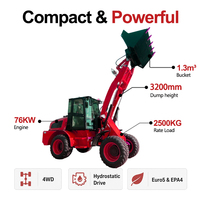 Minipala Gommata Yunnei Turbo 76kW con Motore Diesel Raffreddato ad Acqua, 2500kg, Benna da 1.3 CBM, Macchina Agricola, Caricatore Frontale