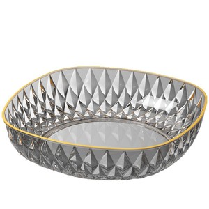 Fruit Platter Round Glass With Gold Rim For Living Room <b>Coffee</b> <b>Table</b> Decor Simple Style - Product Image 4