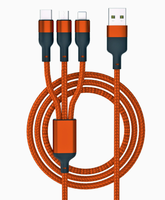 Kabel Pengisian Daya USB Tipe C Berkualitas Tinggi 120W dengan Jalinan Nilon, Kabel Micro USB 3 in 1, Kabel Pengisian Daya Super Cepat 6A untuk Ponsel