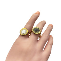 Bague ouverte pour femme, style minimaliste Instagram, motif Soleil et Lune, en acier inoxydable haut de gamme, design européen-américain transfrontalier, effet goutte d'huile