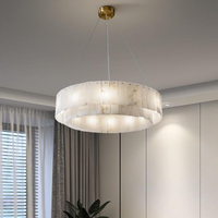 Lustre suspendu moderne nordique en marbre, design hôtelier, en laiton doré de luxe, simple et élégant, pour îlot de cuisine et décoration intérieure