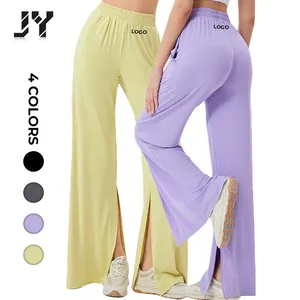 Pantalones acampanados de Yoga con abertura de cintura alta para baile informal transpirable y holgados para mujer de Material cómodo de alta elasticidad JY con bolsillo