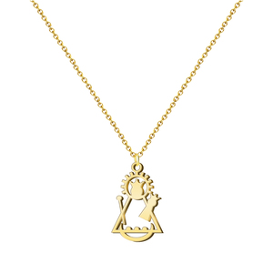 Collana vergine di Candelaria in acciaio placcato oro con catena a catena di serpente alla moda motivo floreale color oro tempestato di diamanti - Product Image 1