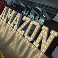 Letras de Marquesina con Retroiluminación 3D, Letras Grandes para Letreros, Número de Casa Grande de Madera con Bombillas