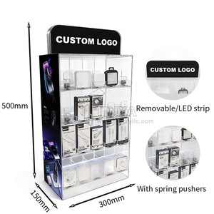 Étui de présentation de <span class=keywords><strong>comptoir</strong></span> avec éclairage LED et câbles USB-C pour chargeurs de téléphone portable, accessoires de téléphone portable, présentoirs à pousser - Product Image 3