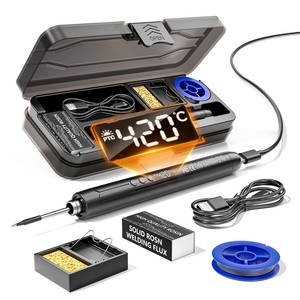 Mini <span class=keywords><strong>fer</strong></span> à <span class=keywords><strong>souder</strong></span> USB rechargeable en alliage d'aluminium avec chauffage PTC, type stylo, 260-420°C, portable pour utilisation avec caméra - Product Image 3