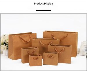 Wholesale Luxury Reusable Custom Logo Shopping & Craft Bags with Handles Brown Kraft Paper Eco-Friendly Gift Bags - Product Image 2