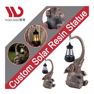 Waterdichte Patio Tuin Gazon Decoratie Hars Koperen Olifant Beeldje Solar Tuin Licht - Product Image 1