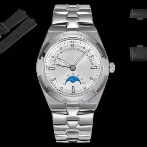 Reloj de Pulsera de Alta Gama con Fase Lunar y Fecha Retrograda, Correa de Acero Inoxidable Plateada, Superficie Blanca, Resistente al Agua, Tendencia 2026, Nuevo - Product Image 2
