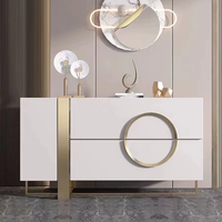 Meuble de rangement moderne italien en acier inoxydable avec panneau en pierre, commode laquée de luxe légère à 3 tiroirs pour salon et maison
